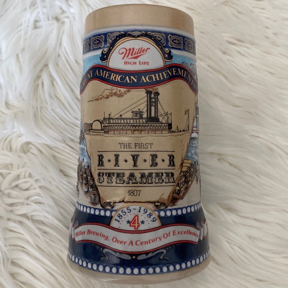 Miller Other - MILLER HIGH LIFE STEIN THE FIRST RIVER STEAMER 1807 #4 IN SERIES EXCELLENT COND!